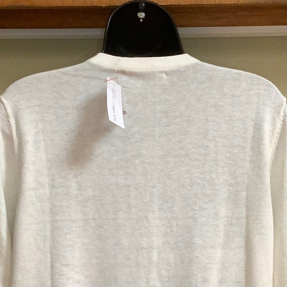 NWT New York & Company jeweled button front crew neck white cardigan - Picture 6 of 10